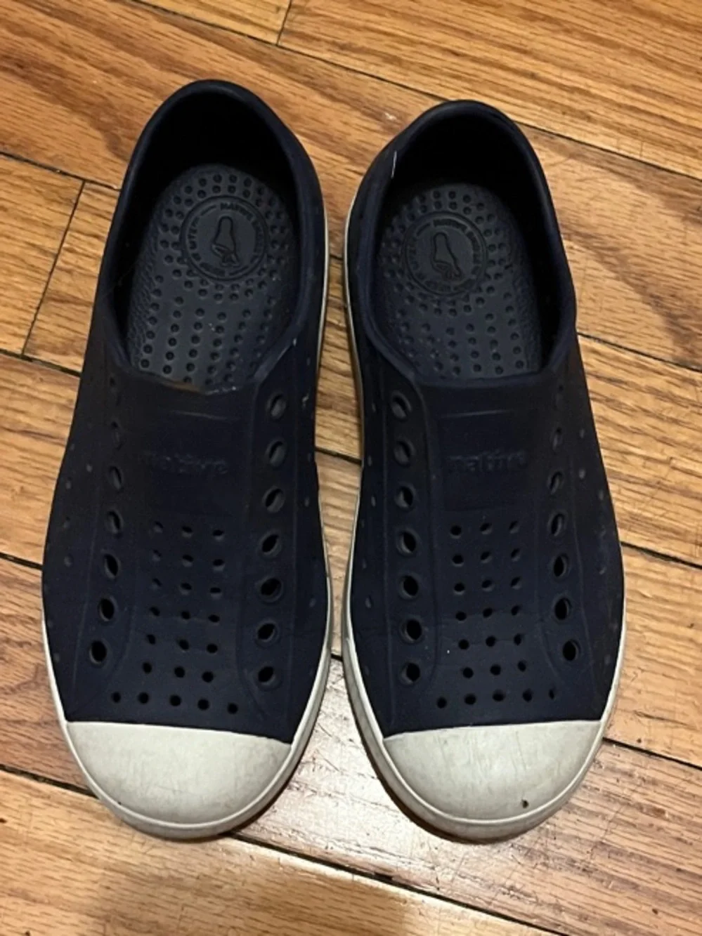 Native Slip-On Sandals in Navy and White